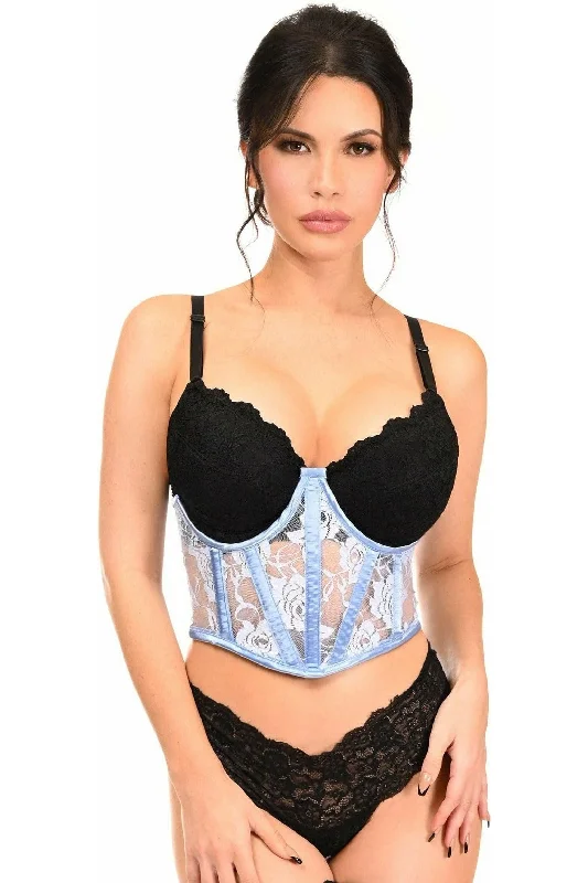 Lavish Lt Blue Sheer Lace Underwire Waist Cincher Corset