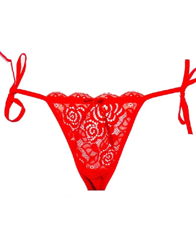 Sexy Flower Net Panty 1513 - Red Bikini Type Underwear