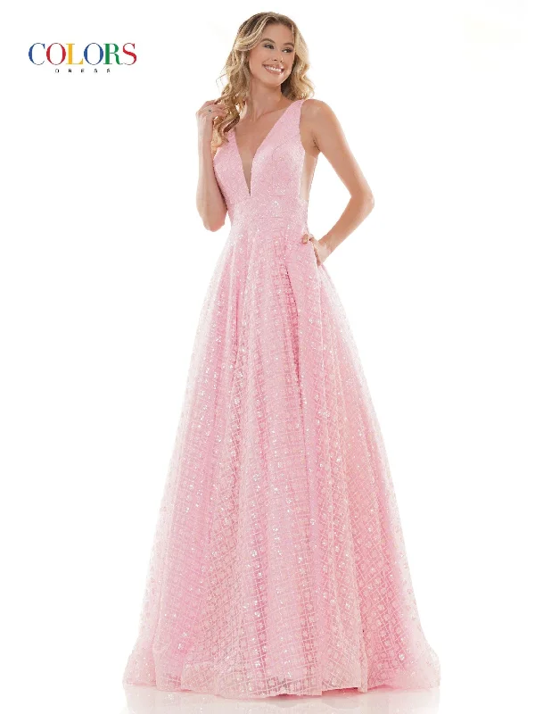 Colors 2170 Colors Prom Long Glitter Ball Gown