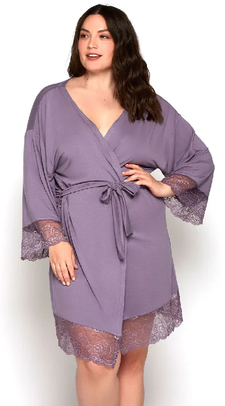 Plus Size Olivia Lace Trim Robe