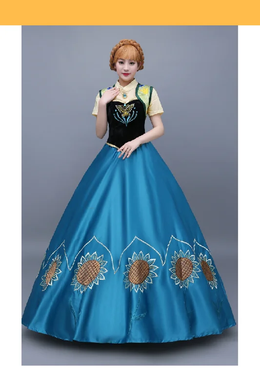 Frozen Fever Anna Embroidered Cosplay Costume