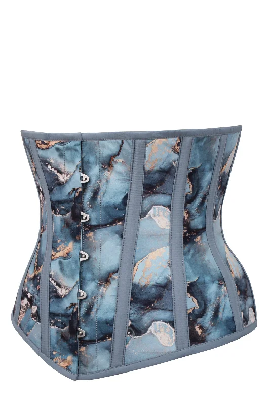 Blue and Gold Marble Underbust Corset