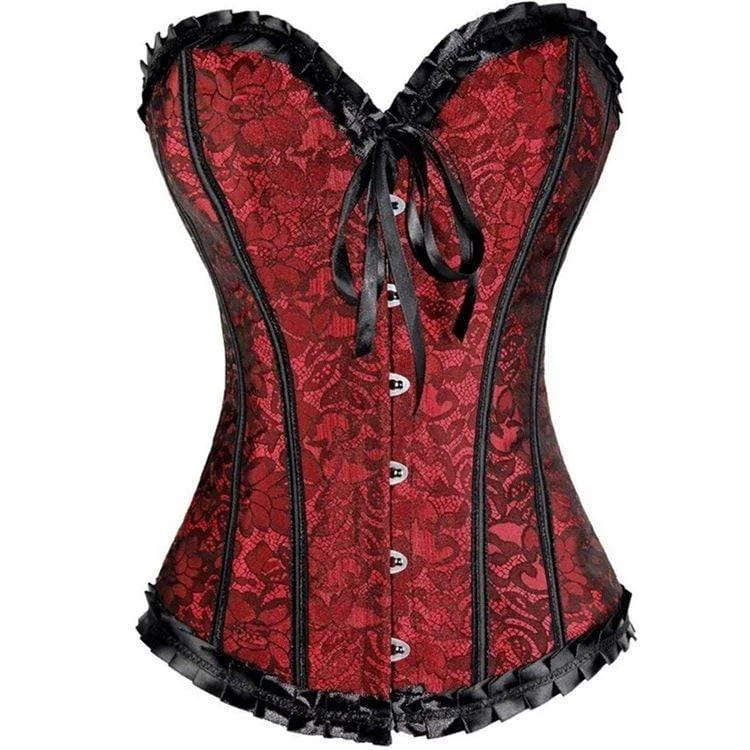 Women's Gothic Lace-up Floral Mesh Overbust Corsets