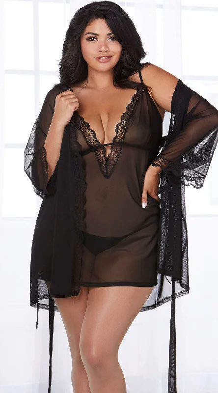 Plus Size Stay Cozy Chemise And Robe Set