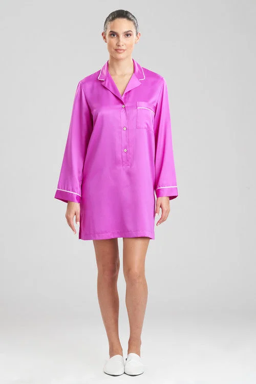 Feathers Satin Essentials Notch Collar Sleepshirt