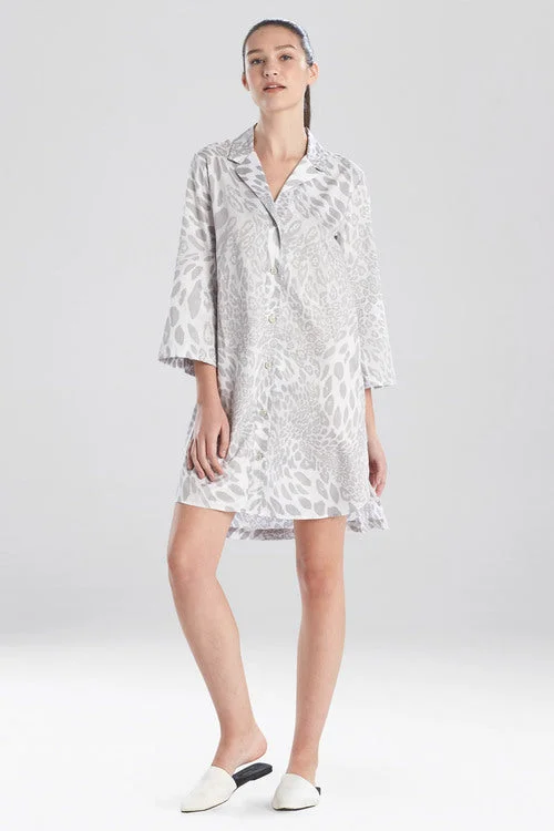 Leopard Printed Cotton Sateen Sleepshirt