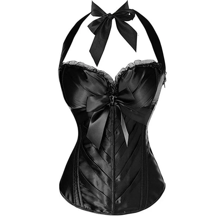 Women's Gothic Bowknot Satin Halter Top Corsets