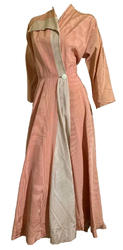 Peache Moiré Taffeta Two Tone Robe with Asymmetrical Robe circa 1940s