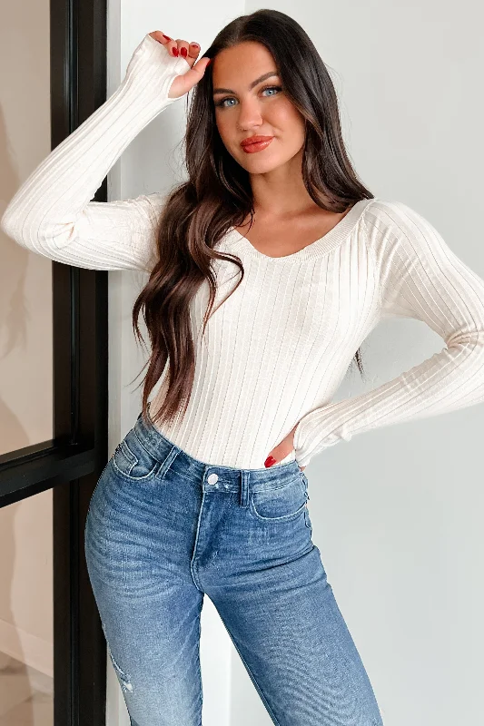 London Landscape Off Shoulder Bodysuit (Cream)