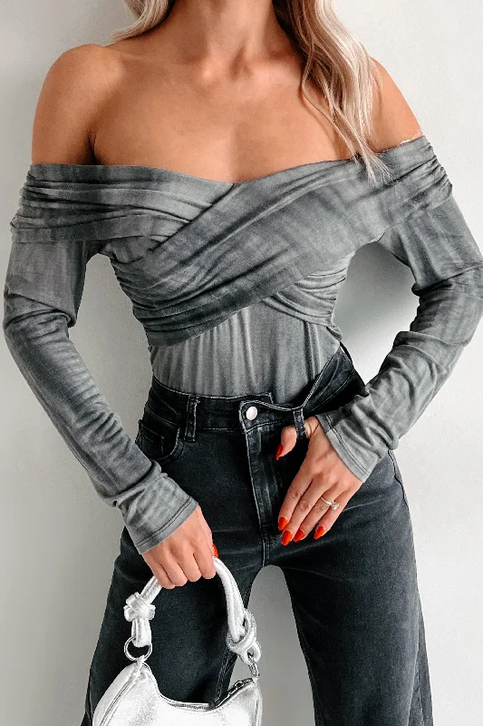 Kora Off The Shoulder Bodysuit (Black/Grey)