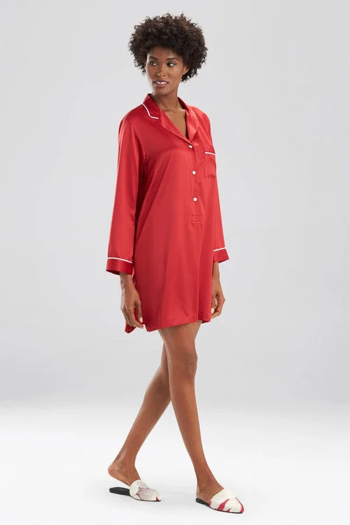 Feathers Satin Essentials Notch Collar Sleepshirt