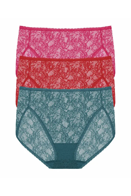 Bliss Allure One-Size Lace French Cut Brief 3-Pack