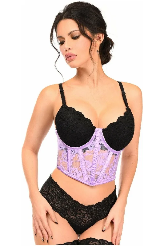 Lavish Lavender Sheer Lace Underwire Waist Cincher Corset