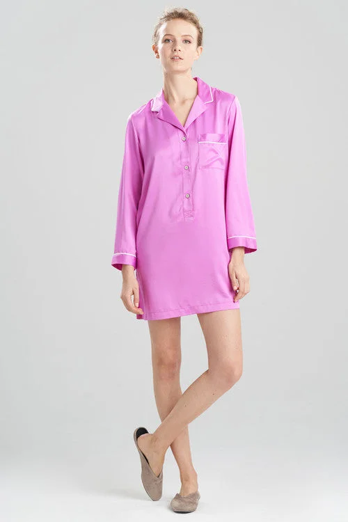 Feathers Satin Essentials Notch Collar Sleepshirt