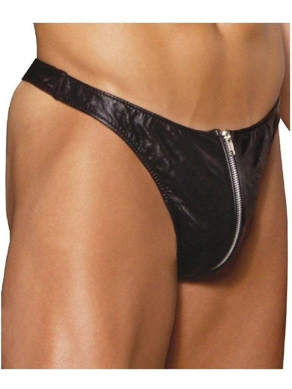 Elegant Moments  L9138-L9138X Men's Leather Zip Up Thong