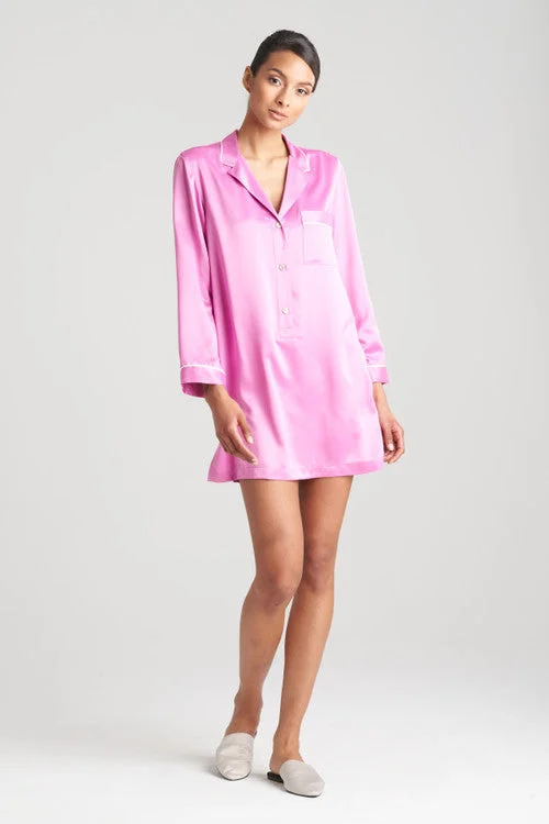 Feathers Satin Essentials Notch Collar Sleepshirt