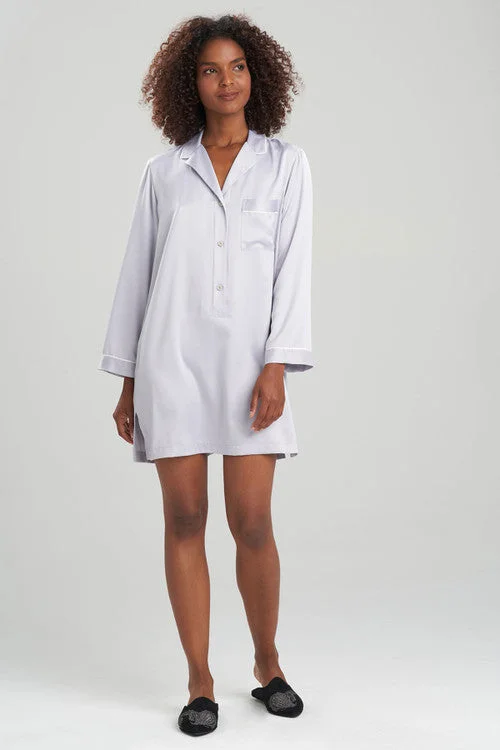 Feathers Satin Essentials Notch Collar Sleepshirt