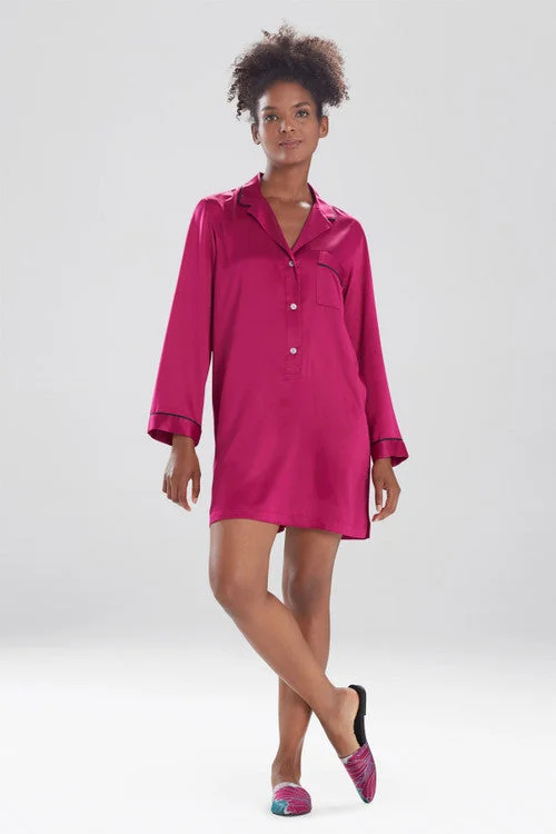 Feathers Satin Essentials Notch Collar Sleepshirt