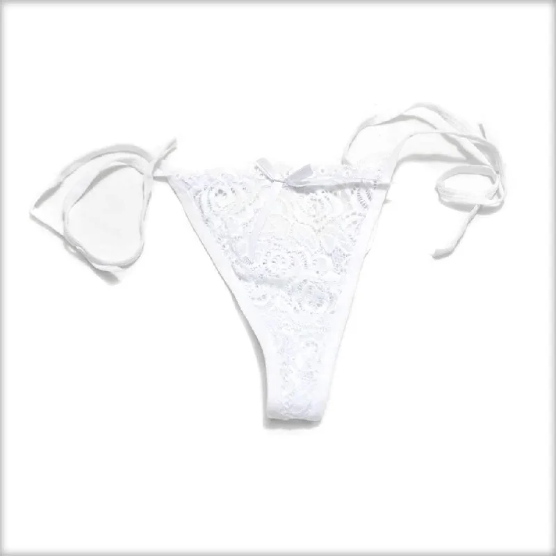 Lace Tie White Bikini Panty