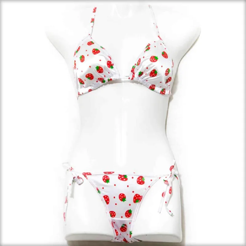 Strawberry White Bikini Set