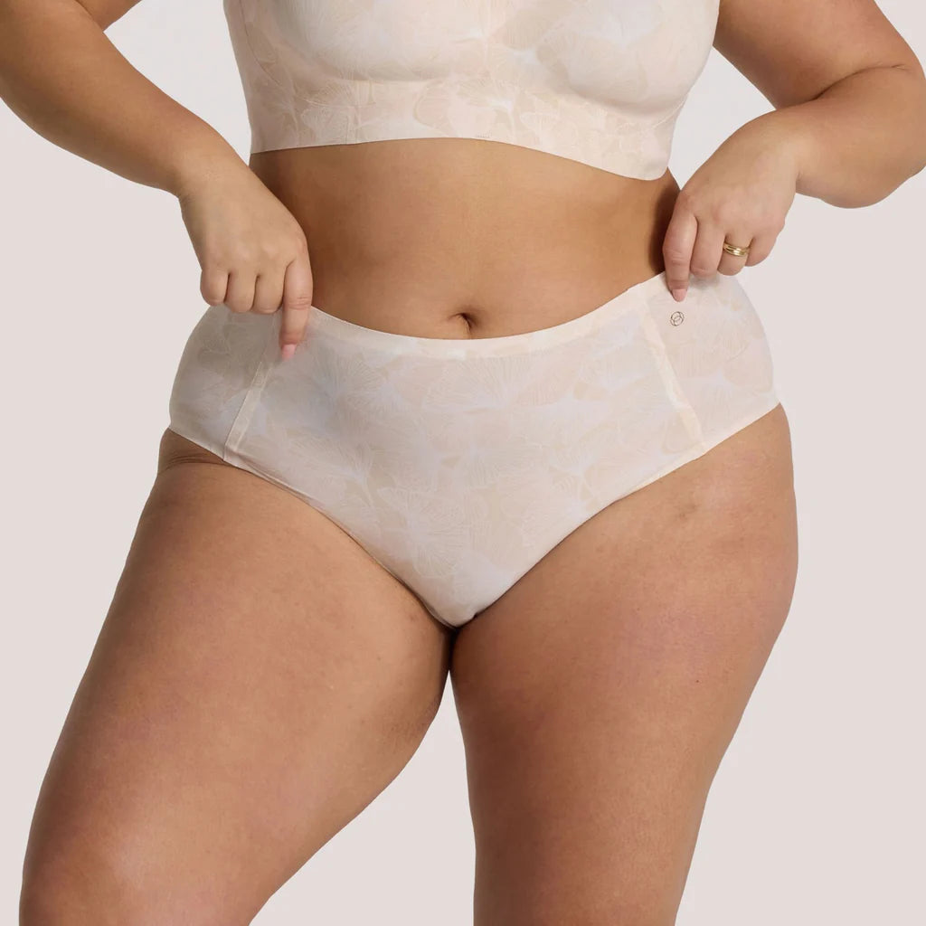 High-Waisted Retro Bikini Champagne Ginkgo