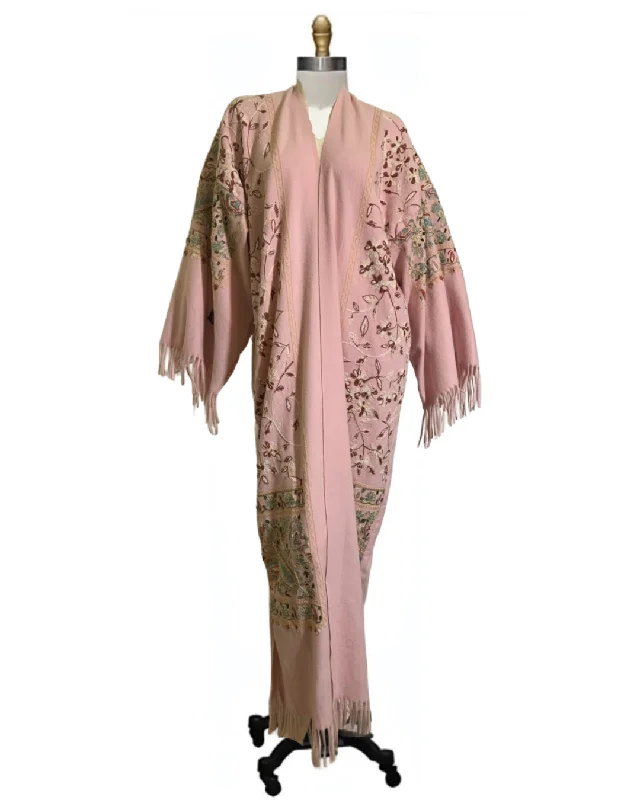 Piano- the Embroidered Wool 1920s Style Fringed Piano Shawl Robe