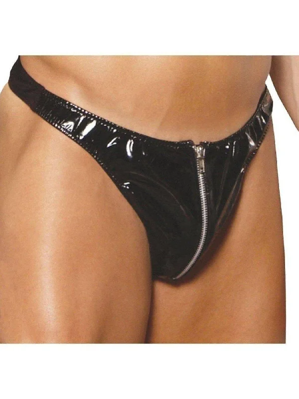 Elegant Moments EM-V9211 Men's Zip up vinyl thong