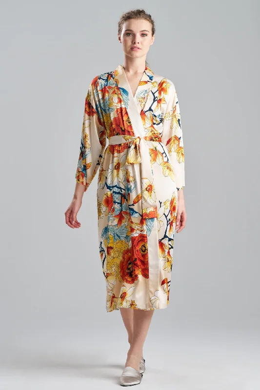 Winter Peony Satin Robe