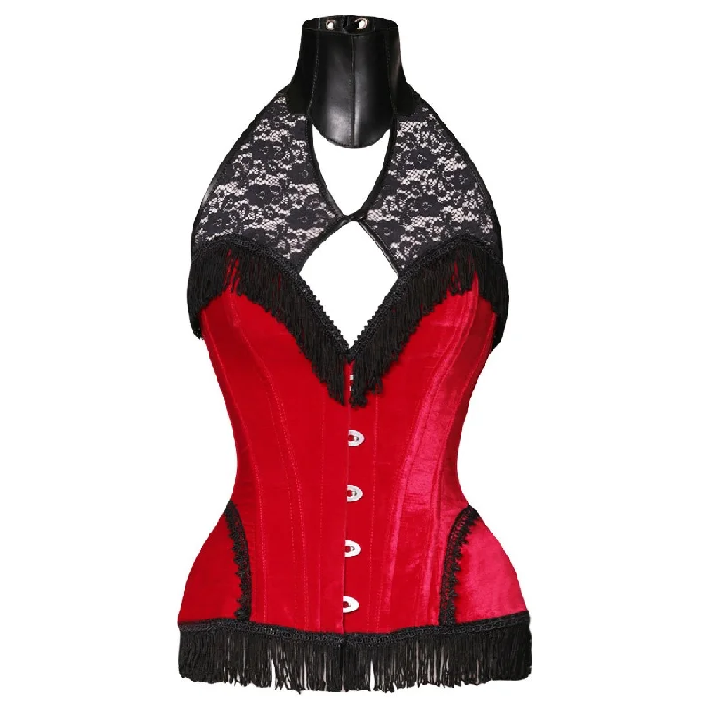 Majesty Steel Boned Gothic Burlesque Corset with Attached Neck Collar