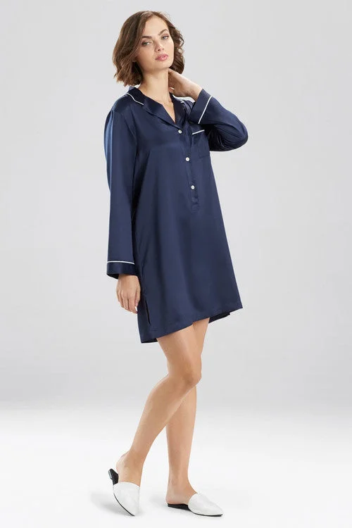 Feathers Satin Essentials Notch Collar Sleepshirt