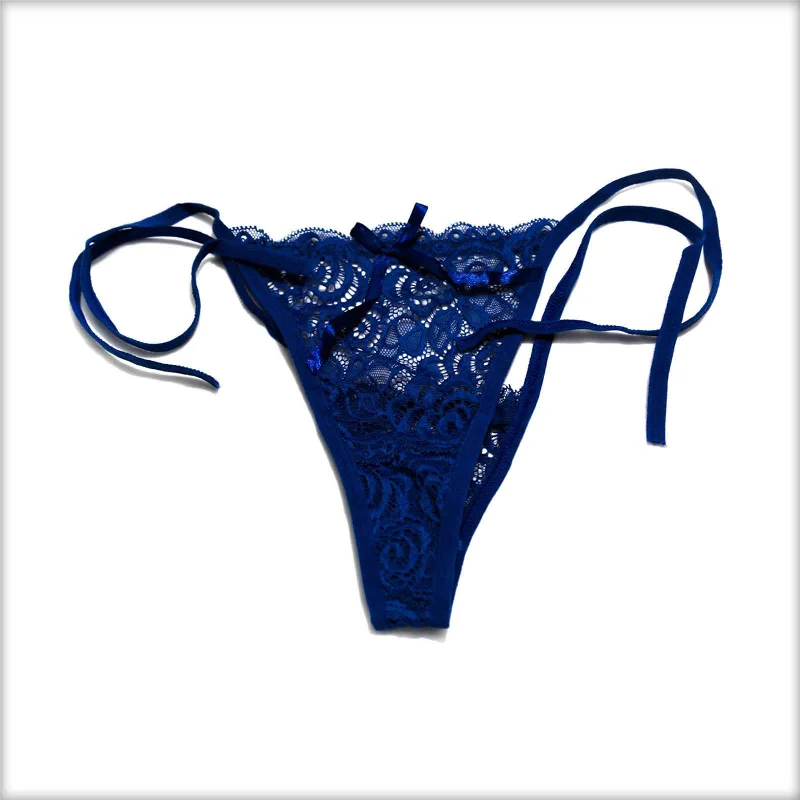 Lace Tie Blue Bikini Panty