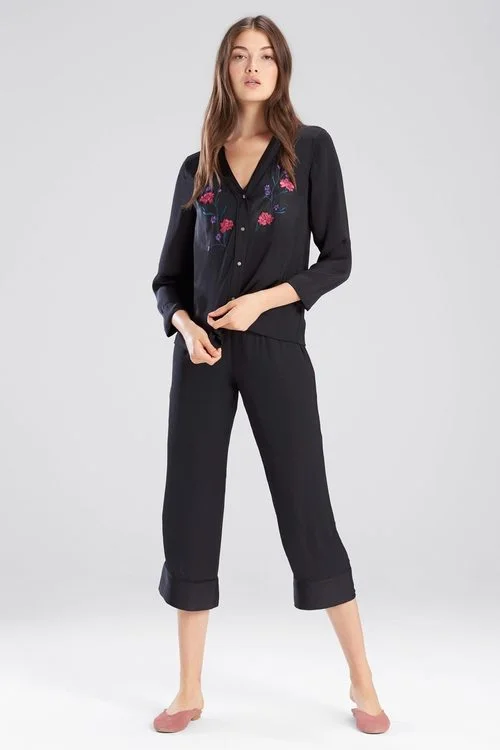 Bardot Satin Embroidered PJ Set With Eyemask