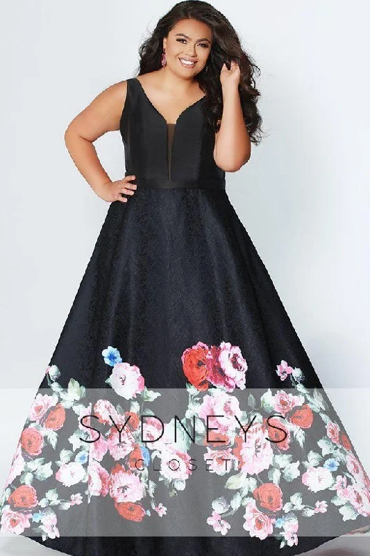 Sydneys Closet Long Deep V Formal Plus Size Prom Dress