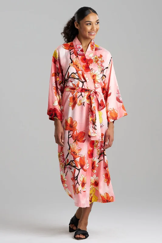 Winter Peony Satin Robe