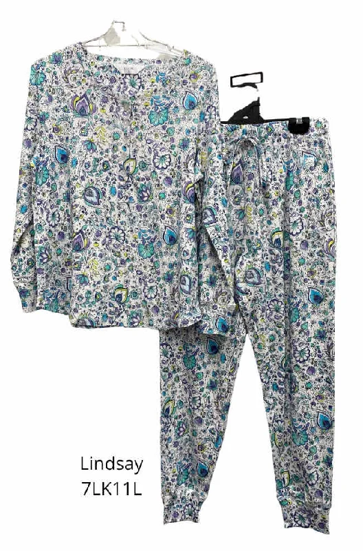 Lindsay Cotton PJ Set (Green) Available in sizes XL-2XL.