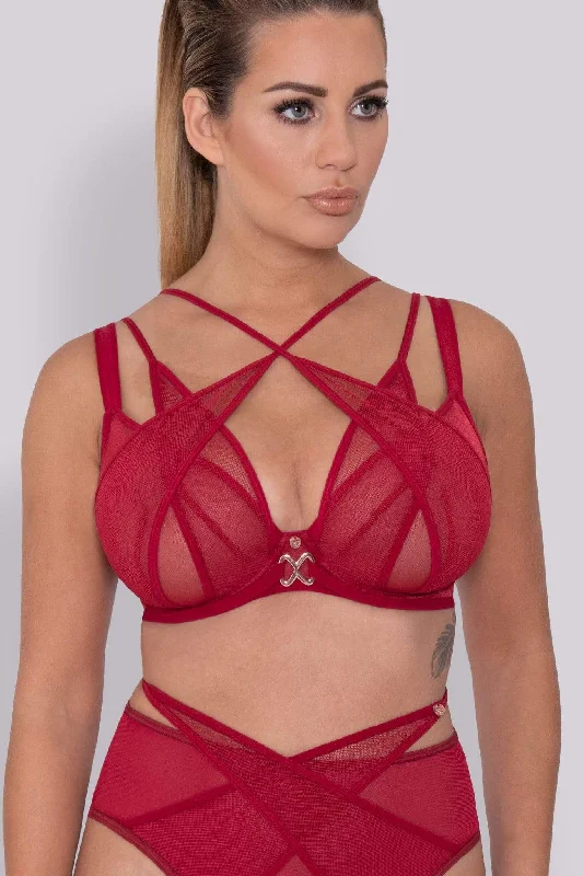 Black Magic Plunge Red Bra