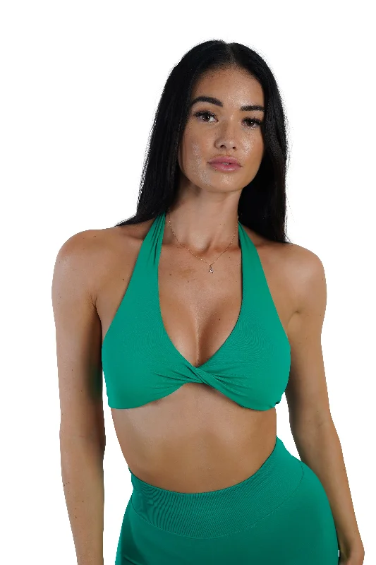 Twist Halter Bra - Green