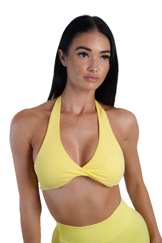 Twist Halter Bra - Yellow