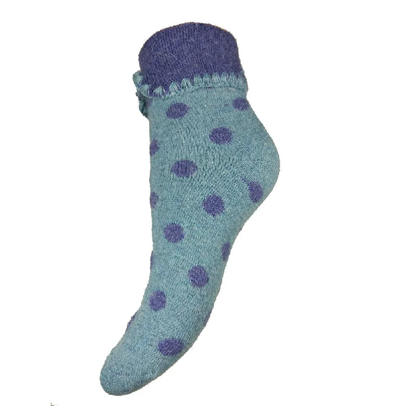 Blue Cuff Socks With Blue Spots