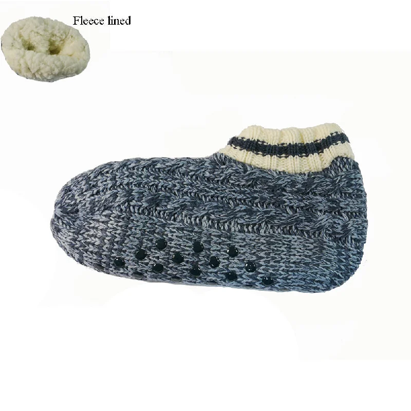 Blue fleece lined cable knit Booties