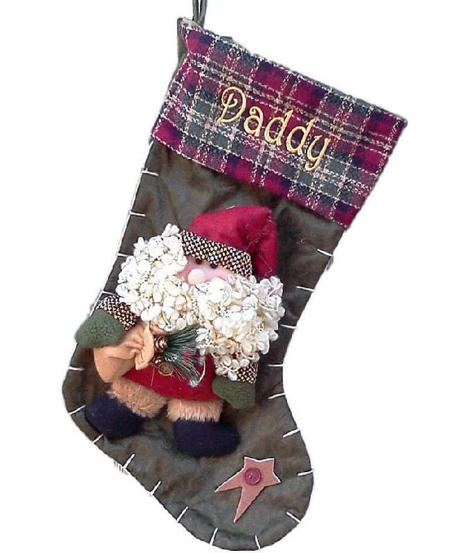 Designer Green Country Santa Christmas Stocking - Free Personalization