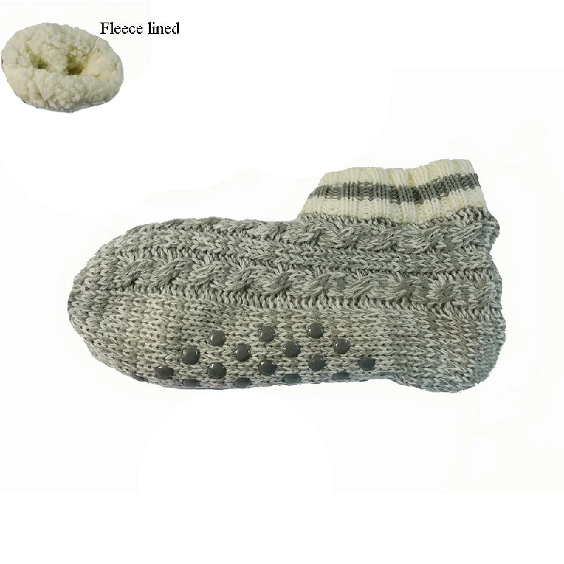 Grey fleece lined cable knit Booties