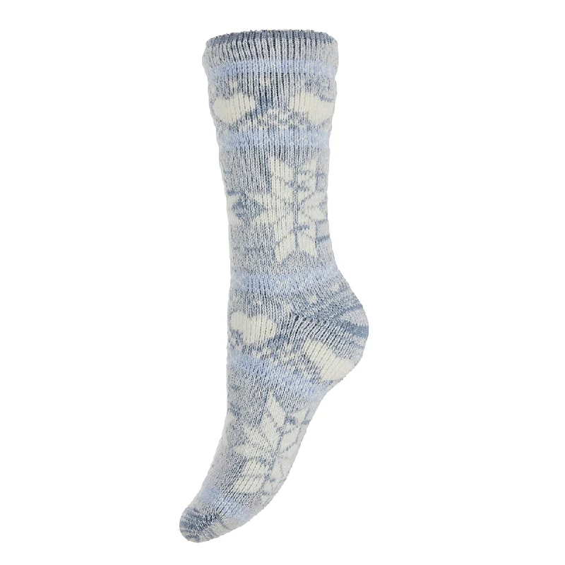 Pale blue patterned Thermal Socks