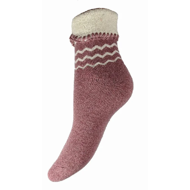 Pink Cuff Socks with Zig Zag Pattern