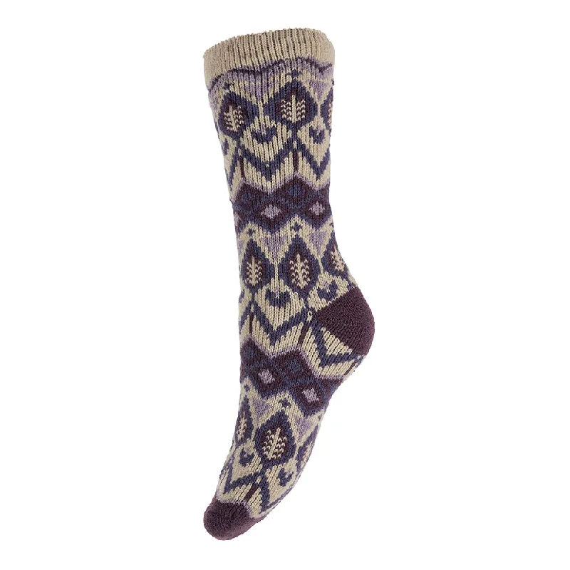 Purple and fawn patterned Thermal Socks