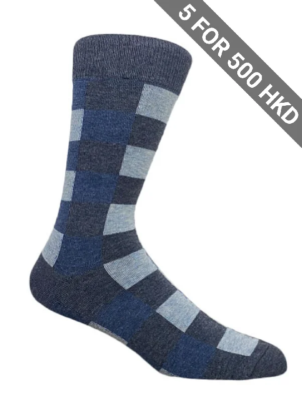 Socks | Check | Blue | Cotton